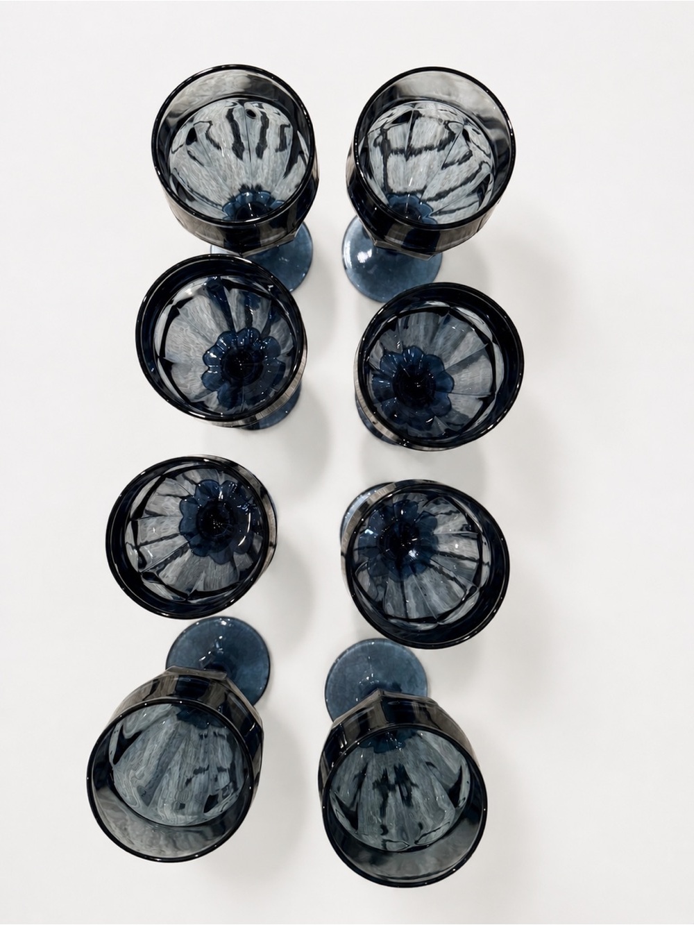 Set of 8 Duratuff Blue Goblet Glasses